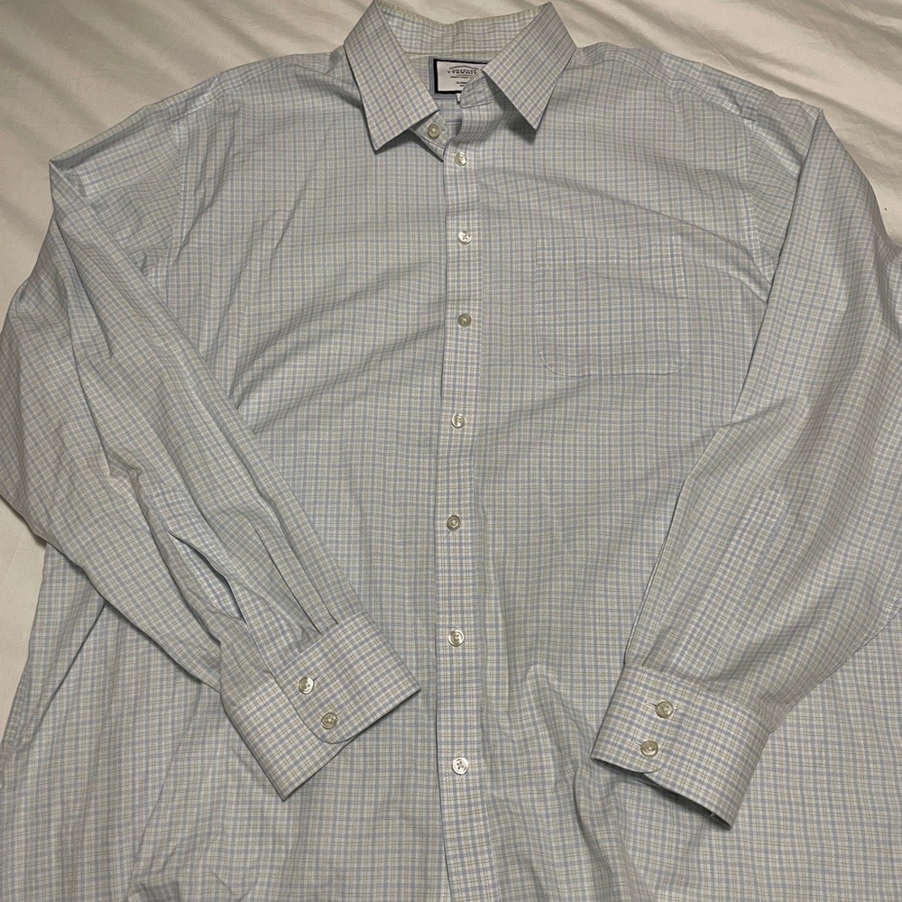 Men's Light Blue and yellow Charles Tyrwhitt Checkered Shirt
